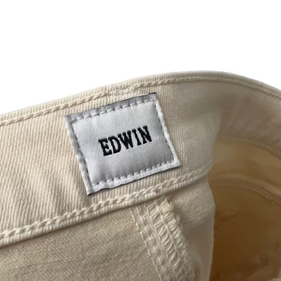 Edwin Vanilla Cream Bree Straight Leg Raw Hem Jeans Size 29 Womens - Picture 4 of 5